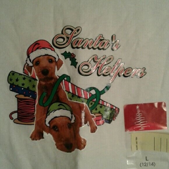 Santas Helpers Size Large T-Shirt Ladies Christmas Dogs Puppy NEW - Picture 2 of 4